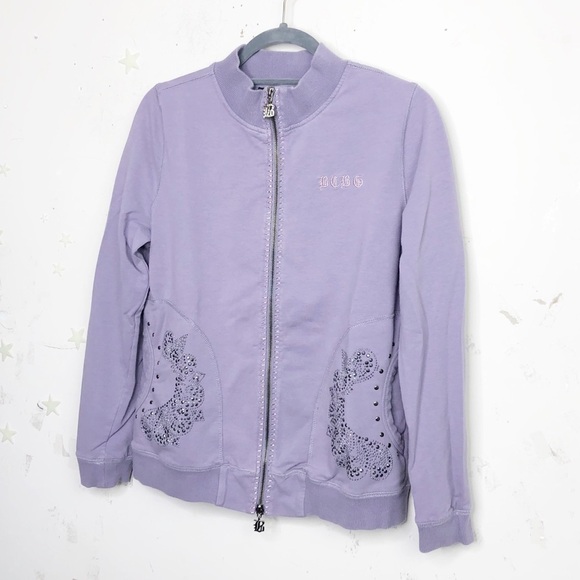 Bcbg Max Azria lavender embellish zip up jacket - Picture 3 of 10